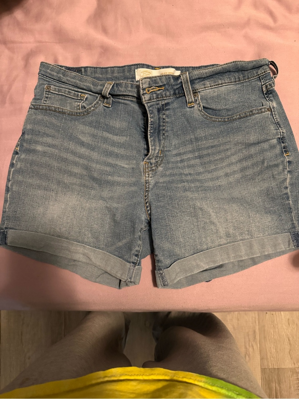 Signature by Levi Strauss Light Blue Rolled Hem Denim Shorts
